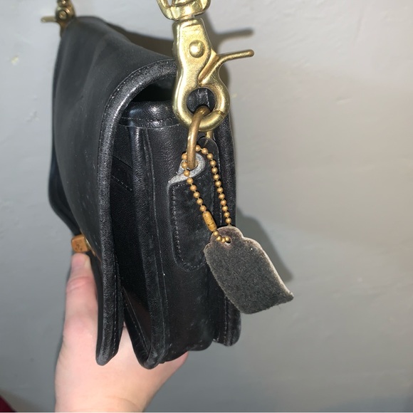 Vintage Coach Black Leather Purse Pocketbook Turnlock Convertible Bag 1980s 70s? - Picture 12 of 16